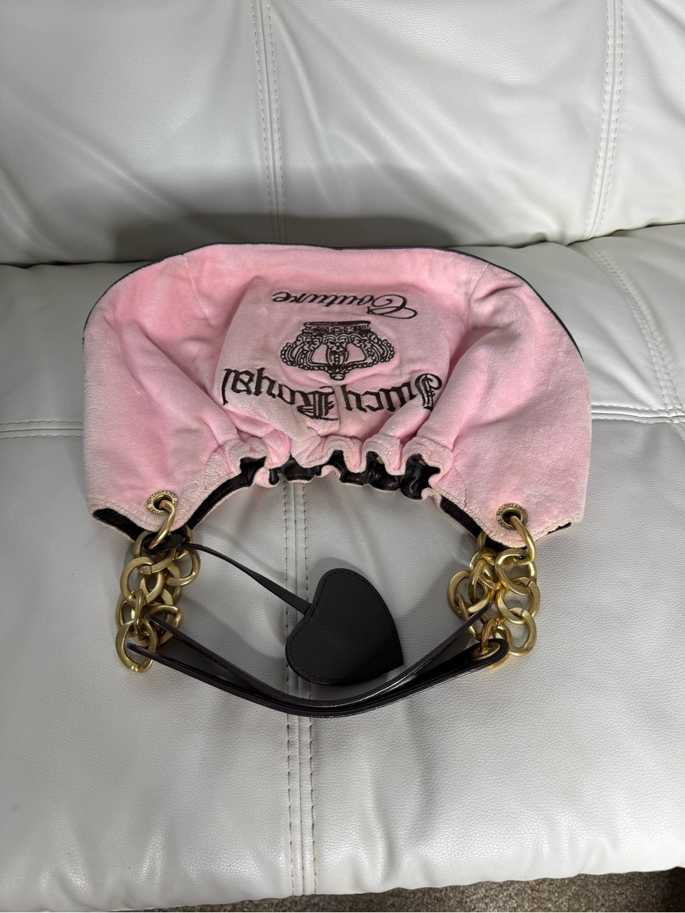 Juicy Couture Pink 'Juicy Royal' Embroidered Shoulder Bag with Gold Hardware - Picture 10 of 16